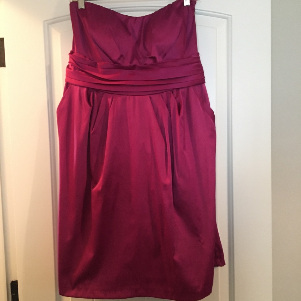 Snap Pink Strapless Dress with Pockets